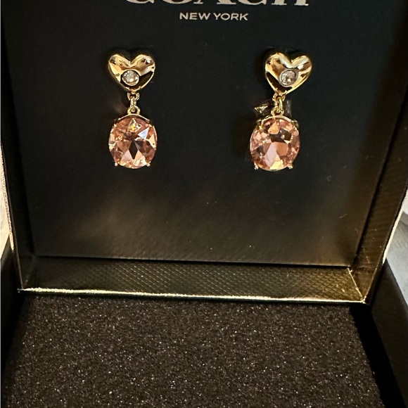 Coach Heart Stone Drop Earrings - Picture 7 of 7